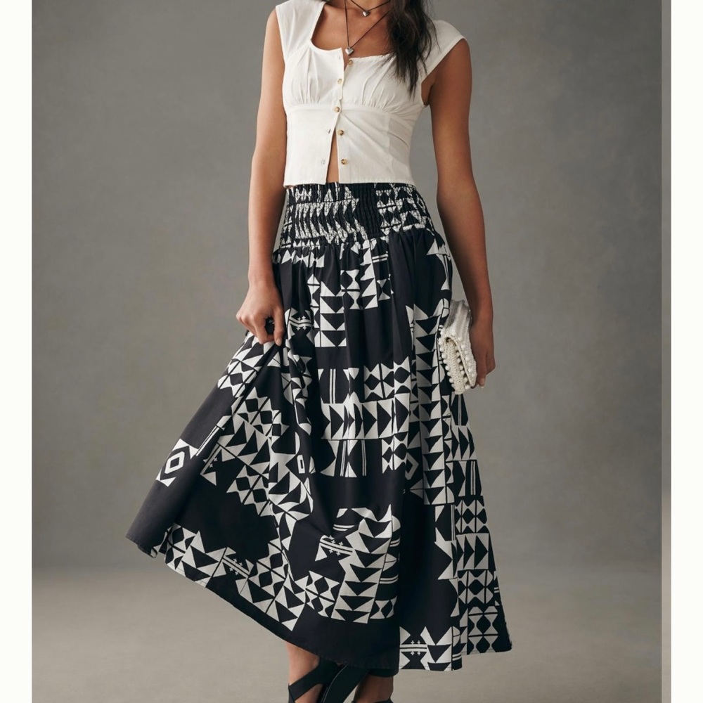 NWT by Anthropologie Smocked Yoke Skirt, XS